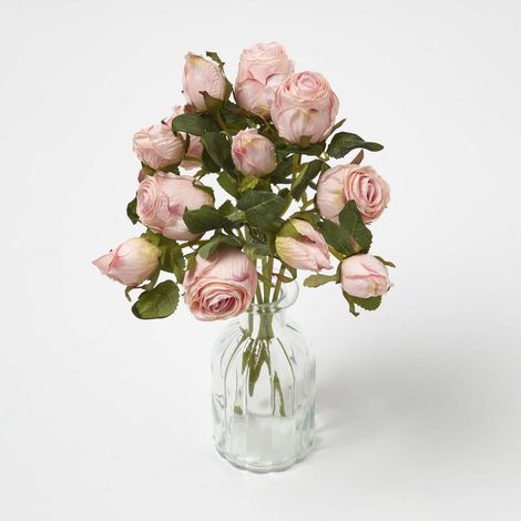 HOMESCAPES Artificial Bouquet of Dried Pink Roses
