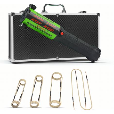 Kit de chauffage par induction SOLARY 1100W 220V, outil magnétique de retrait de boulons vert avec 8 bobines, mallette en aluminium noire pour vis et écrous rouillés (1/5)