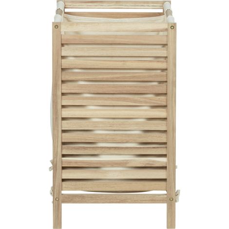 Coffre à linge bois Acina WENKO, Panier à linge Bois avec sac à linge amovible coton mélangé, Capacité 48L, Bois Acacia FSC - coton, 40x60x35 cm, Marron - Beige (1/5)