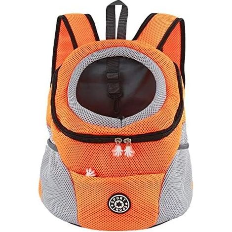 Borsa trasportino taglia L, con testa traspirante e fondo impermeabile, omologata per il trasporto aereo di cani e gatti di piccola taglia, ideale per passeggiate, campeggio e viaggi, colore arancione (1/5)