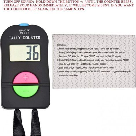 Electronic Counting Counter/Portable Digital Clicker with Lanyard, 4 Digit, Golf Disc/Baseball Field/Bus Driver/Fish/Hook Row Count (1 Pack) (1/3)