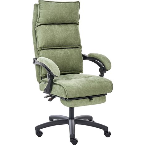 Silla de oficina profesional giratoria tapizado de chenilla reposapiés reposacabezas altura ajustable asiento neumático inclinable verde Eaton (1/5)