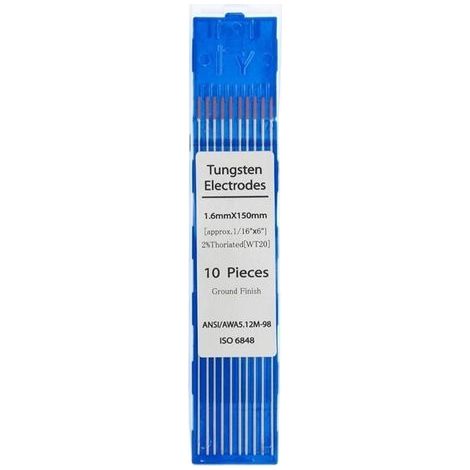 Électrodes tungstène WY20 2.0%, bout bleu, 1.6mm x 150mm pour soudage TIG, lot de 10 (1/5)