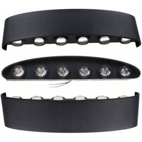 Applique murale - - LED 12W - Noir - Aluminium - Blanc chaud - Étanche (1/3)