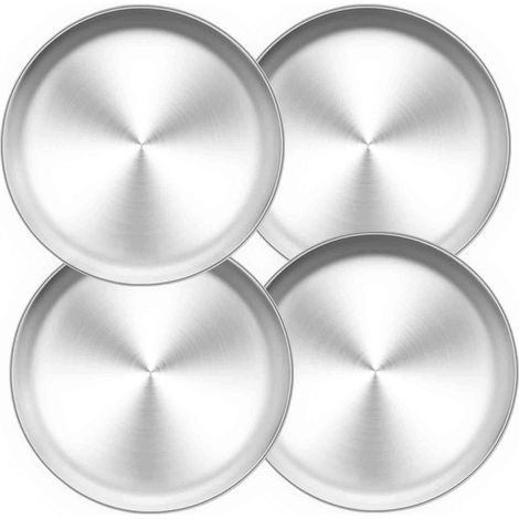 Plaque à pizza de 25 cm (10 pouces) en acier inoxydable pour la cuisson au four - Lot de 4