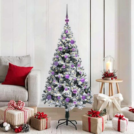 vidaXL Künstlicher Weihnachtsbaum mit 150 LEDs mit Ständer Weiß 150 cm (1/5)
