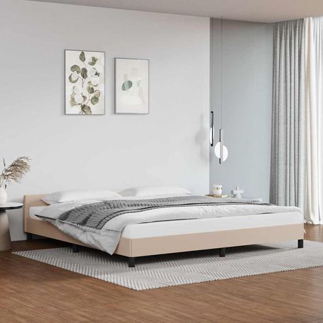 Estructura de cama con cabecero sin colchón capuchino 200x200cm (1/5)
