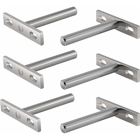 6 Pieces Metal Brackets for Floating Shelf, 3 Inch Hidden Fixings Support Floating Shelf Hidden Bracket for Wall Mount