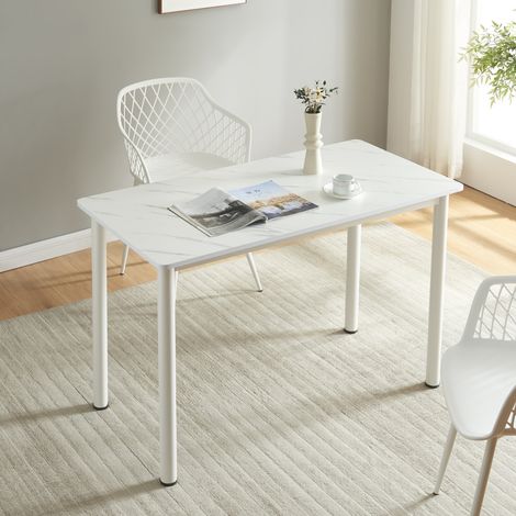 Tavolo da Pranzo Tammela 120 x 60 cm Effetto Marmo Bianco [en.casa] (1/5)