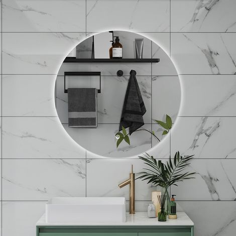 SPECCHIO DA BAGNO ROTONDO CON LED 60 X 60 CM, ANTIAPPANNAMENTO, INTERRUTTORE A SFIORAMENTO(RETROILLUMINATO) (1/5)