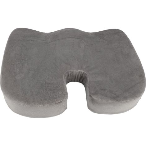 Coussin de siège en mousse à mémoire de forme pour chaise de bureau, ergonomique et confortable, avec gel intégré, pour siège auto, gris peluche et gel, 45 x 36 x 8 cm / 17,7 x 14,2 x 3,1 pouces (1/5)