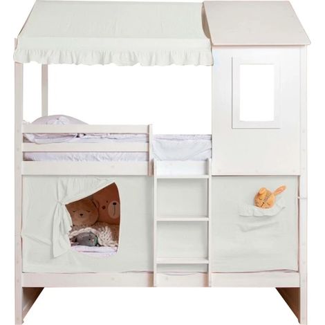 Techo para litera litera casita algodón blanco 70x198/154x133cm