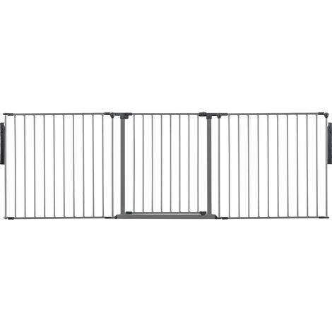 Safetots Premium Multi Panel Room Divider, up to 226cm Wide, Grey, 70cm Tall, Flexible Barrier with Door for Baby and Toddler