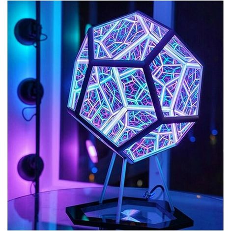 Unendlichkeitsdodekaeder – Kreative und coole unendliche Dodekaeder-Farbkunst-Lichterleuchte, Nachtlicht, Möbeldekoration, Tischlampe, Party-Atmosphärenlampe, spiralförmiges, verstellbares LED-Licht, (1/5)