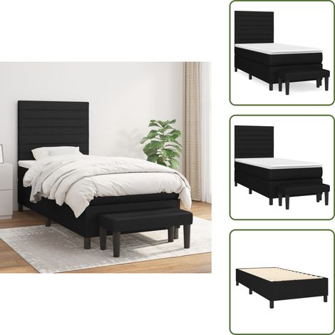Boxspringbett mit Matratze Schwarz 90x200 cm Stoff - Boxspringbett - Doppelbett - Schlafraum - Betttisch - Bettsofa (1/5)