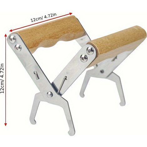 Pinces à cadre de ruche en acier inoxydable avec manche en bois - Outil de support et de levage de cadres de ruche pour apiculteurs (1/4)