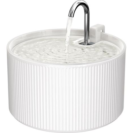 Fontaine à eau pour chat lot de 1 en céramique 2,2 L avec filtre 4 couches pompe silencieuse double écoulement lavable au lave vaisselle pour animaux (1/5)