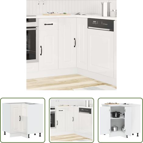 Holzwerkstoff - Küchen-Eckunterschrank Kalmar Hochglanz-Weiß Holzwerkstoff (1/5)