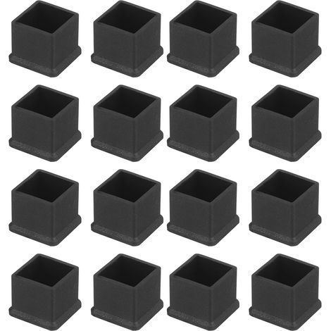 26 quadratische, 16 mm große, schwarze, rutschfeste PVC-Fußkappen für Stühle und Tische, für den Innen- und Außenbereich (1/5)