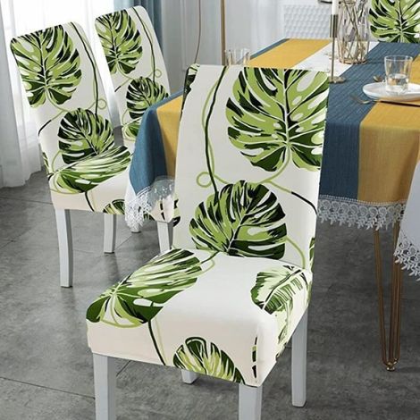 Housse de Chaise - - Lot de 6 - Bi-élastique - Beige - Facile à Nettoyer (1/4)