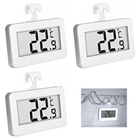 3-Piece Digital Thermometer for Refrigerator and Freezer LCD Digital Mini Fridge Thermometer with Hook and Easy Read Display, Ideal for Kitchen Temperature Range 20°C to 50°C (1/5)