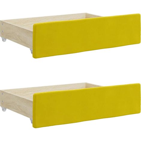 Tiroirs de lit 2 pcs jaune bois d'ingénierie et velours (1/5)