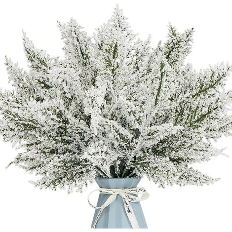 Lot de 24 pics de sapin artificiels pour guirlandes, couronnes et décorations de jardin pour les fêtes (C-Snowy) (1/5)