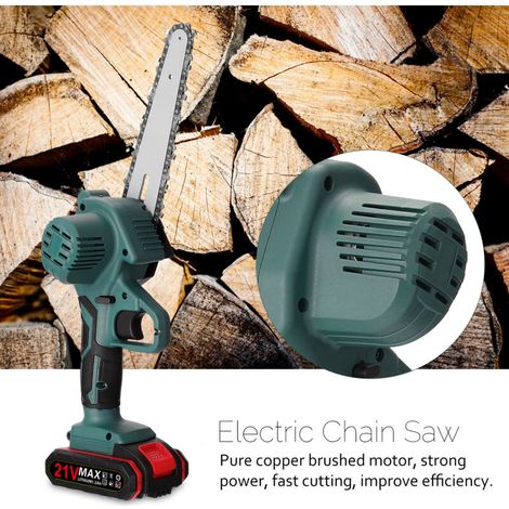 Mini scie d'élagage électrique portable 21V 1200mAh, poignée ergonomique, type chaîne, adaptée à l'élagage des branches dans le jardin. (1/4)