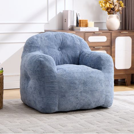 Sillón puf con reposabrazos y relleno de espuma triturada 95 x 95 x 79 cm azul HAVRYA (1/5)