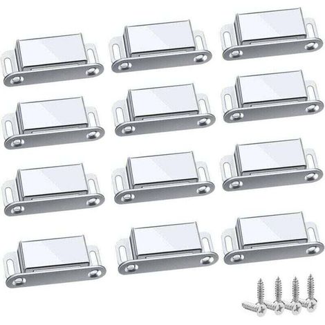 Loquet Magnetique, XU, 12 Pièces Aimants loqueteaux magnétiques Placard Aimant Puissant Robuste Jusqu'à 6kg, Destiné à Tiroirs Porte de Douche Aimanté Armoire Cabinet, Meubles (45mm-12p - KZQ