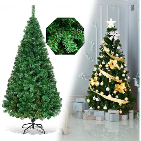 COSTWAY 180cm Künstlicher Weihnachtsbaum, mit 650 PVC Zweige und Metallstaender, Tannenbaum Grün