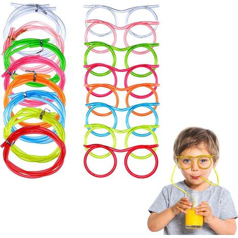 Set mit 8 Kinder-Strohhalmbechern, originellem Spielzeug und Strohhalmen für lustige und kreative Aktivitäten, Familienfeiern (Farben zufällig). (1/5)