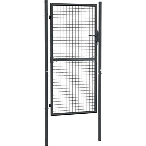 Portail de jardin, acier galvanisé, design moderne, 100 x 175 cm, noir (1/2)