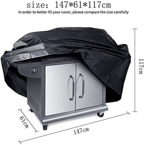 Housse Barbecue Gaz, Bache Barbecue Exterieur Rectangulaire 145 x 61 x 117 CM, 210D Etanche,Anti-UV Imperméable (1/3)