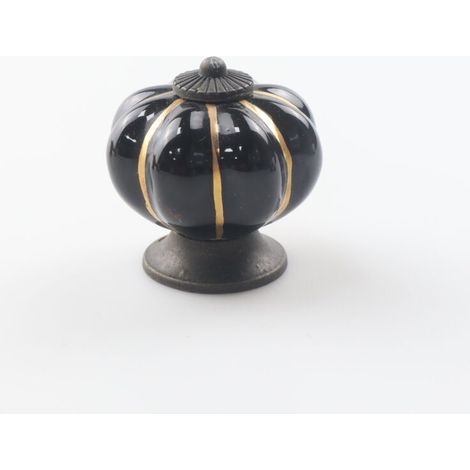 Poignées de tiroir en céramique, poignées de meubles en forme de citrouille pour tiroirs et armoires de cuisine（noir） (1/5)