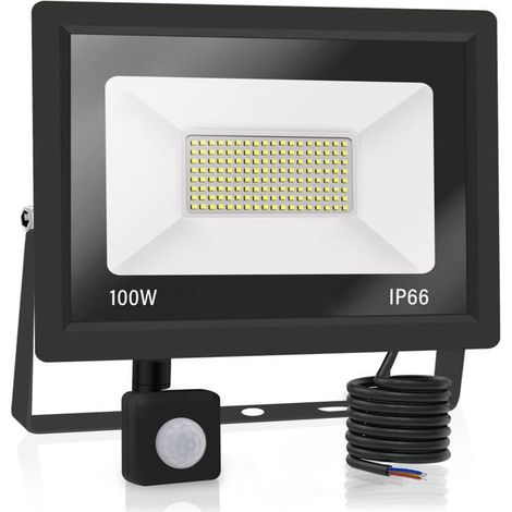Projecteur LED extérieur 100 W Détecteur de mouvement IP66 Aluminium Blanc froid 6000 K 10000 lm (1/5)