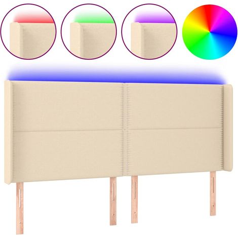 Maison Exclusive - Testiera a LED Crema 183x16x118/128 cm in Tessuto (1/5)