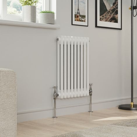 Warmehaus Traditional Double Column White Radiator Cast Iron Style Radiators 600 x 425mm