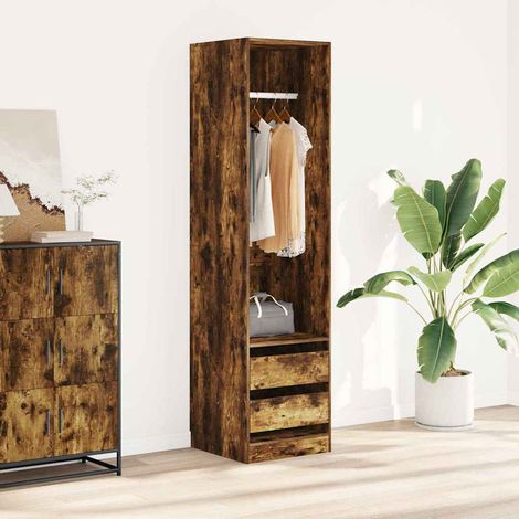 Wardrobe with Drawers Smoked Oak 50x50x200 cm Engineered Wood vidaXL