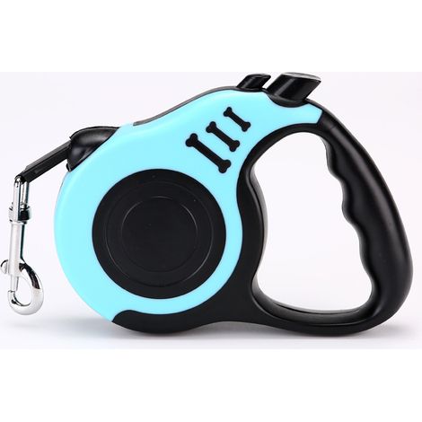 Laisse extensible pour chien, enrouleur automatique, 5 mètres de long, résistante et pratique, avec poignée antidérapante, convient aux chiens de petite et moyenne taille, bleu marine, 15 kg
