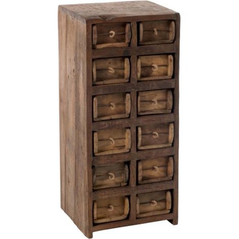 Commode 12 Tiroirs en Bois "Medio" 82cm Naturel (1/5)