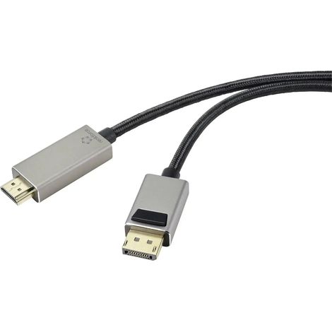 [NEUWERTIG] B-Ware Renkforce Verbindungskabel Kabel Display Port Hdmi Stecker Monitor Tv Schwarz 2m