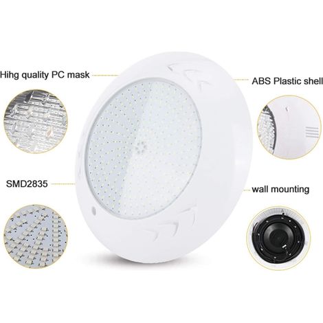 GARRYFIZH Projecteur de piscine à 252 LED, étanche IP68, lampe d'aménagement paysager, 18 W, AC12V, lumière blanche SL-8001 (1/5)