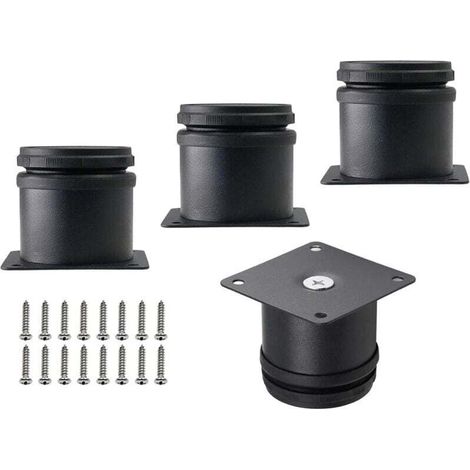 Confezione da 4 gambe per mobili in acciaio inossidabile da 5 cm, piedini rotondi regolabili per mobili, gambe di ricambio in metallo per mobili, divani, scaffali, tavoli (nero)