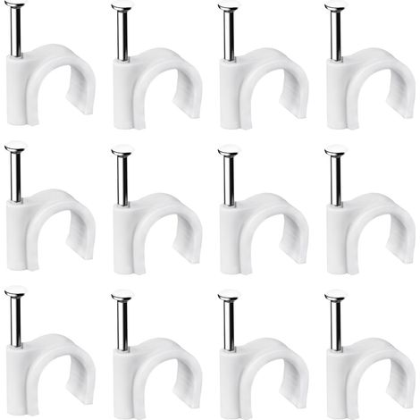 Pack of 400 steel wall clips for cables - Various specifications - Strong - Durable - White - Round - 400 x 6 mm - Cable management (1/5)