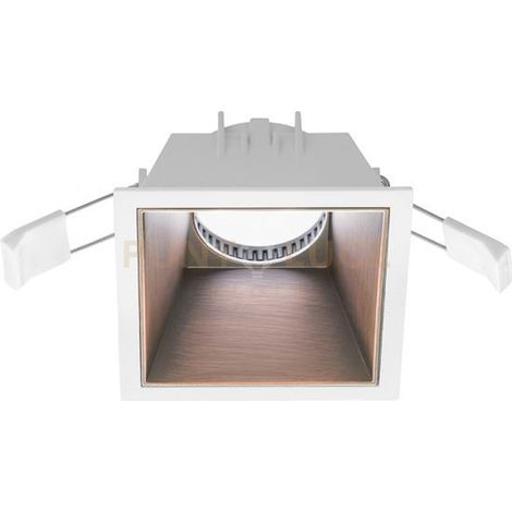 GFA625 - FARETTO DA INCASSO BIANCO OPACO E RAME 1 LUCE ATTACCO GU10 QUADRATO 9CM