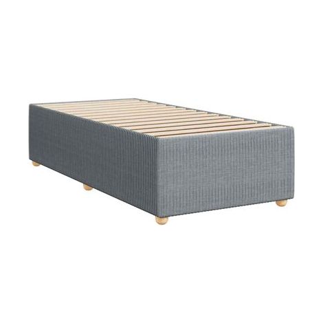 Lit à sommier tapissier (matelas inclus), gris clair, tissu une place, tissu doux et respirant, meuble de chambre, design contemporain, montage facile (1/5)
