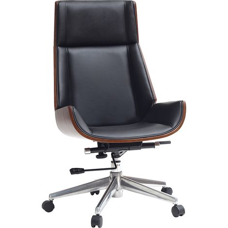 Poltrona da ufficio design legno scuro e nero CURVED