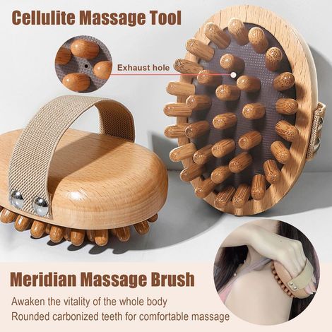 Holzmassagebürste zur Reduzierung von Bauchfett, Holzmassagebürste zur Körperkonturierung und Linderung von Muskelschmerzen (2 Stück) (1/5)