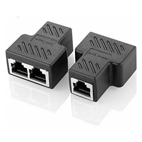 RJ45 Splitter Connecteurs Adaptateur 1 à 2 Ethernet Splitter Coupleur Double Prise HUB Interface Contact Modulaire Fiche Connect Réseau LAN Internet Cat5 Cat5e Cat6 Cat7 Câbles 2 Pack (1/5)